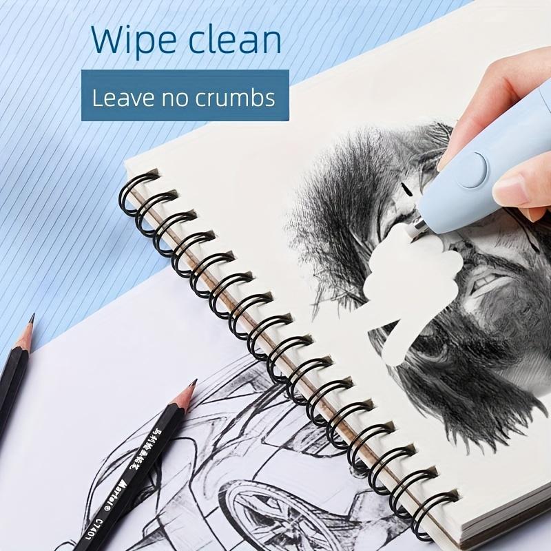 1 электрический ластик с 10 запасными картриджами, подходит для индивидуальных студенческих набросков, автоматический ластик, чистый и бесшовный, без батареек