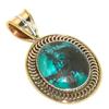 Подвеска из чистого серебра 925 пробы с натуральной тибетской бирюзой, двухцветная, 1,50 дюйма, y2C40