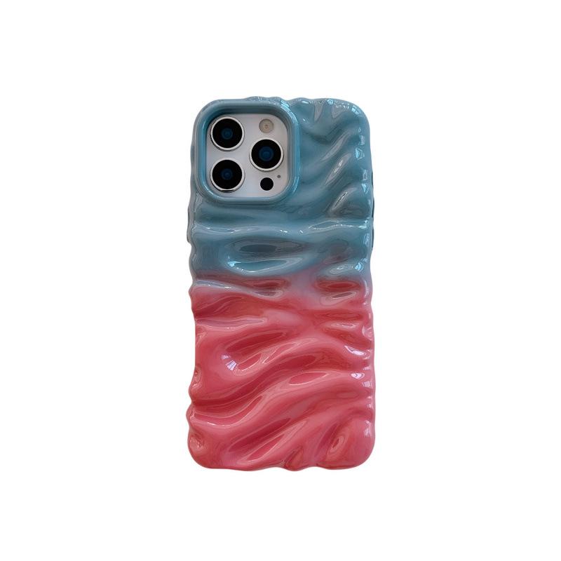 Текстурированный чехол Color Block Розовый Крем с ремешком для iPhone 14/15/16 Pro Max и Apple 17