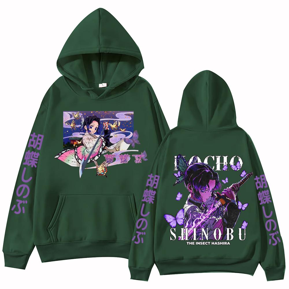 Anime Demon Slayer Kochou Shinobu Hoodie Harajuku Hip Hop Pullover Tops Sweatshirt Gift