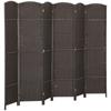 6 Piece Room Divider Foldable Privacy Screen Privacy Wall For Living Room Bedroom Home Office Brown