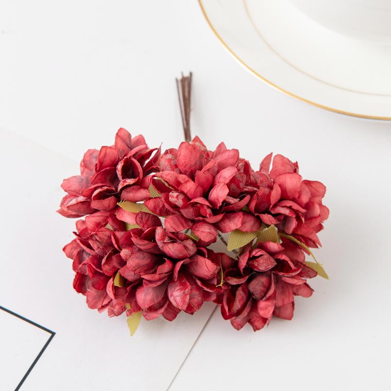 6 шт. Искусственные цветы Шелковая гвоздика Мини-букет Свадебные венки Валентинка для украшения дома Скрапбукинг Свадебные аксессуары