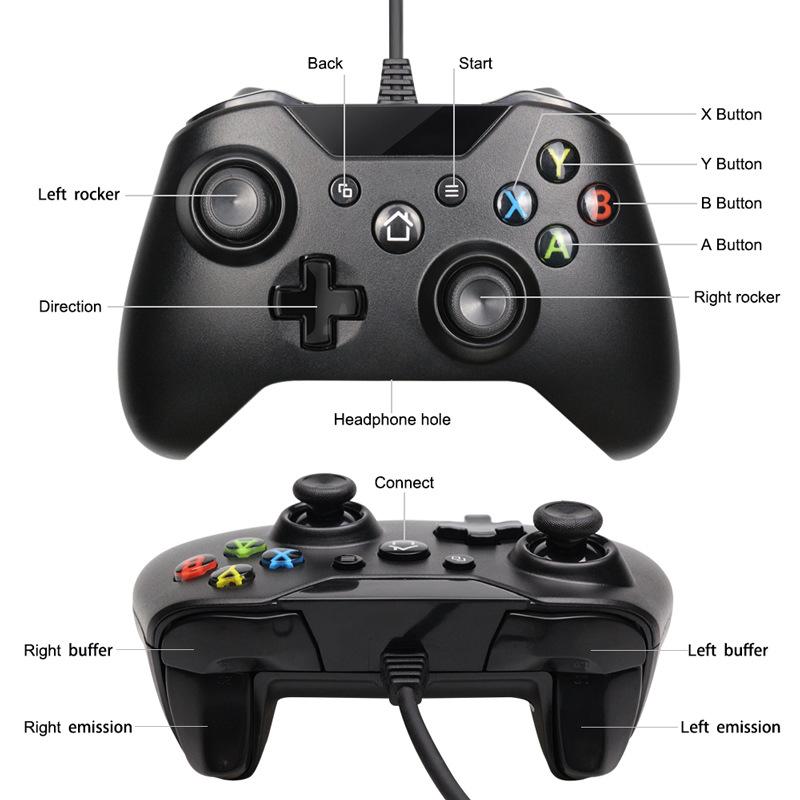 Проводной USB-контроллер для Xbox One, игровой контроллер для ПК для Wins 7, 8, 10, джойстики Microsoft Xbox One, геймпад с двойной вибрацией