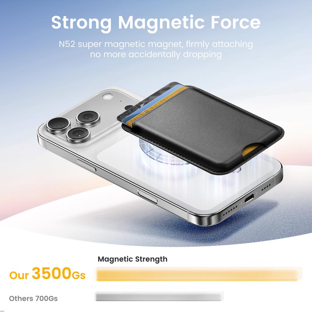 Кожаный чехол-кошелек совместимый с Magsafe для iPhone 17 16 15 14 13 12 Держатель для карт с магнитом Magsafe
