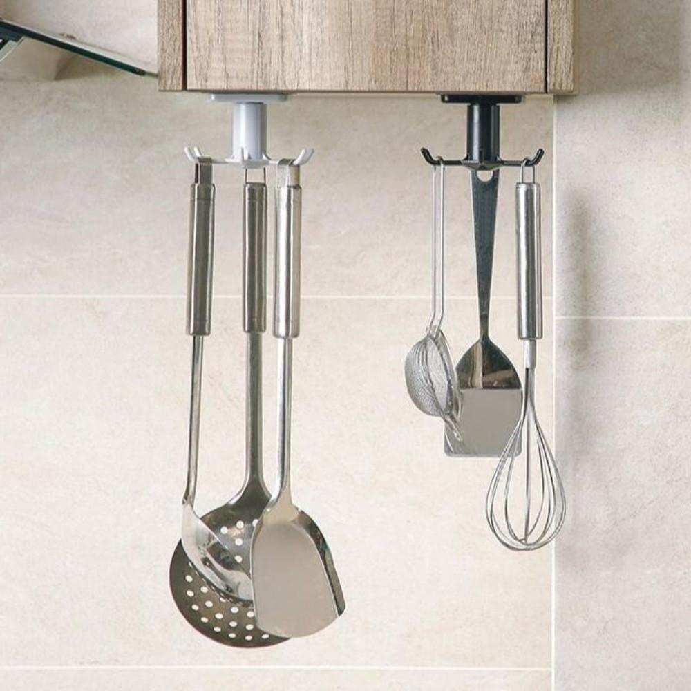 6-Claw Wall-Mounted Hooks No Punching Multifunctional Shelves Adhesive Hooks  Utensils Storage