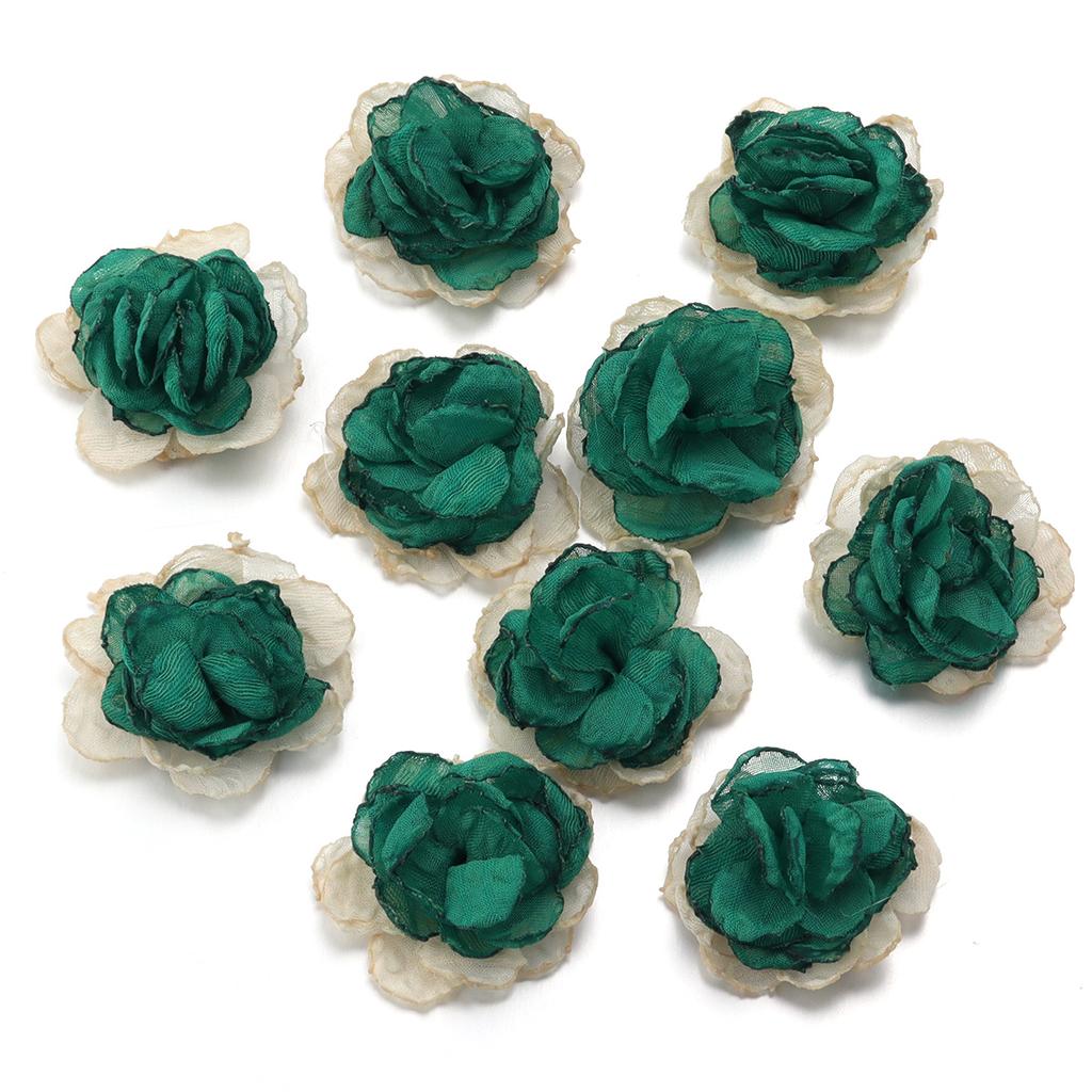 5pcs/lot Burnt Edge Flowers Artificial Flowers Colorful Chiffon Flower Appliques DIY Headwear Garment Wedding Decor Supplies