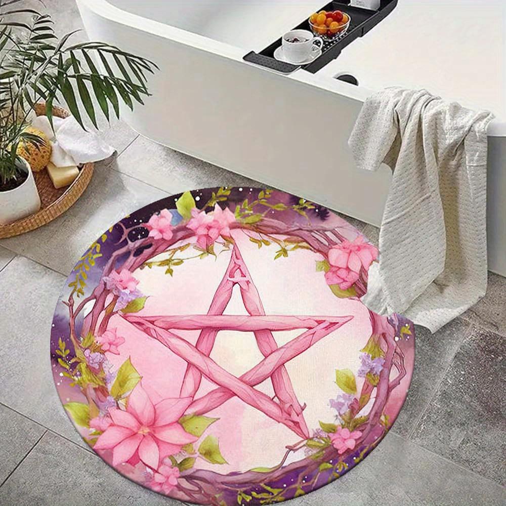 1 Piece Pink Fivepointed Star Round Rug Suitable For Living Room Bedroom And Kitchen Home Decoration Room Decoration Gift For Friends And Family