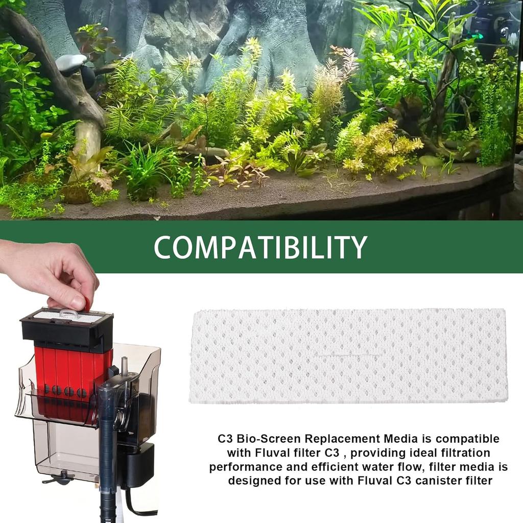 Bio-Screen for Fluval C3 Power Filter, Replacement Aquarium Filter Media, 6PCS Bio Foam Replacement Set, Filter Media for Freshwater & Saltwater