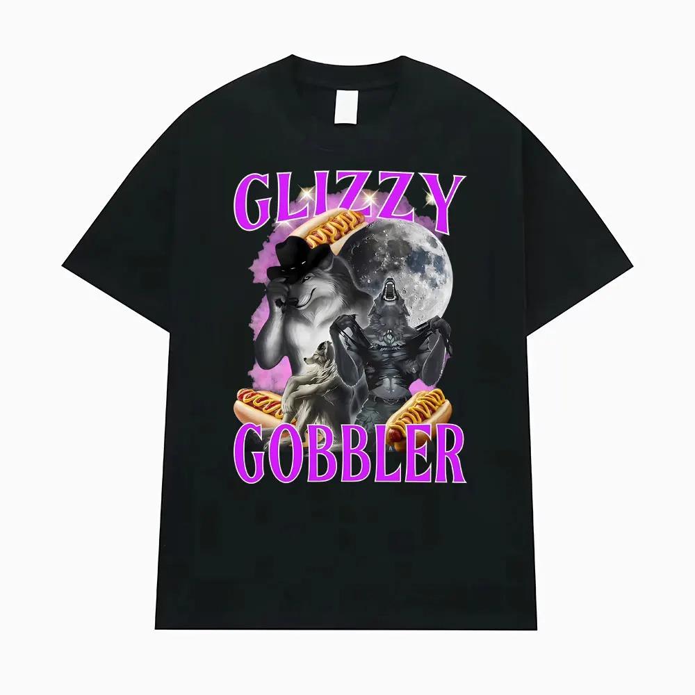 Glizzy Gobbler Funny Hot Dog Werewolf Emoji Graphic TShirt Mens Trendy Cool Vintage Casual 100 Cotton Oversized TShirt