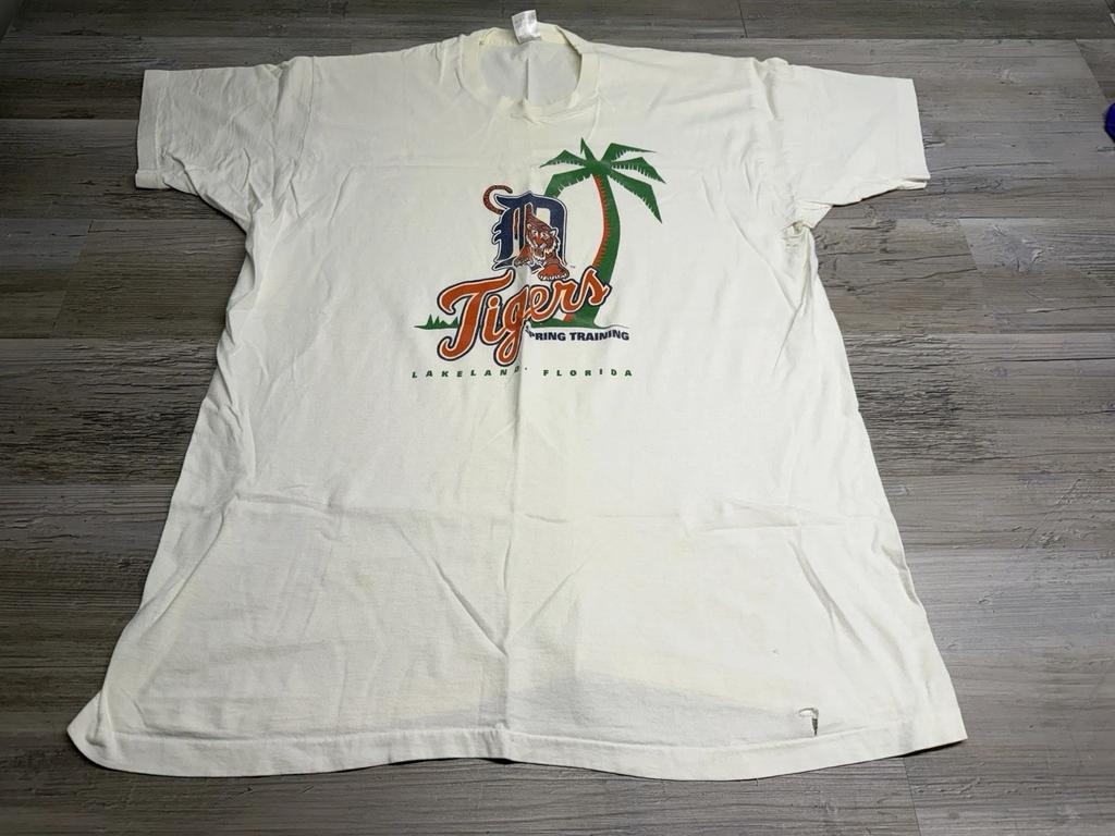 Vintage Detroit Tigers Shirt 90s Spring Training Lakeland Florida Distressed 2XL