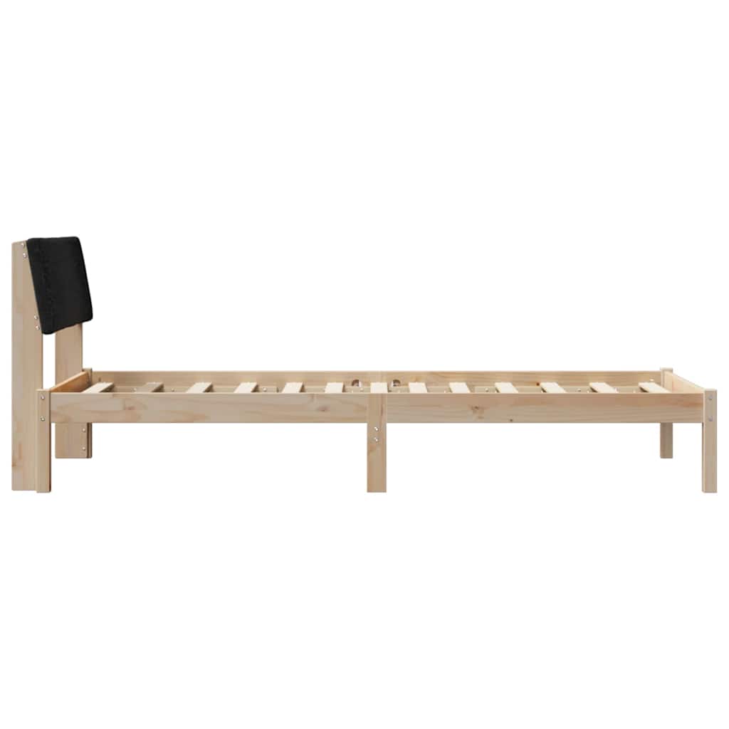 Brown and Black Bed Frame 90 x 200 cm Solid Pine Wood
