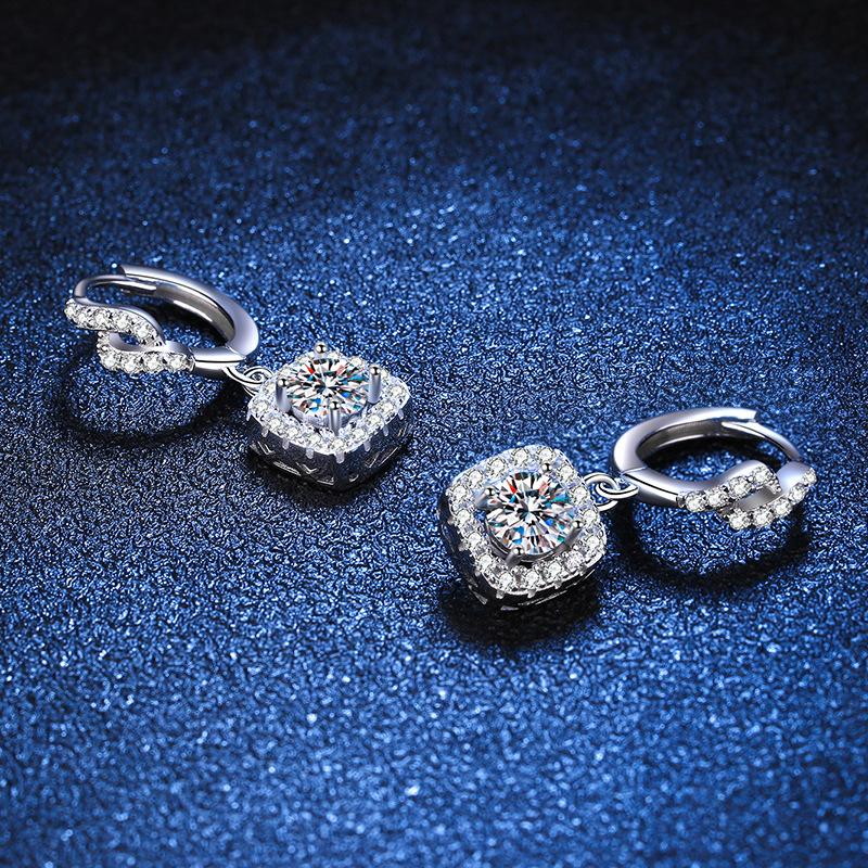 S925 Sterling Silver Earrings Moissanite Earrings Full of Diamonds Winding Color Moissanite Earrings Female Earrings
