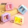 Portable Travel Lighting Rotating Animal TV Keychain, Funny Retro Television Shaped Keychain with Daily Accessory for Teens LED Light, Cartoon Keyring