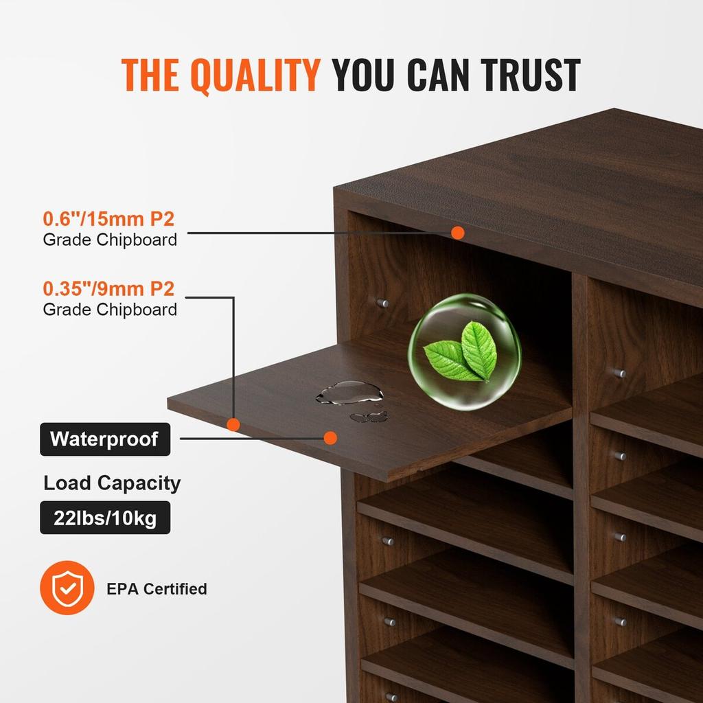 Literature Organizers, 36 Compartments Office Mailbox with Adjustable Shelves, Wood Literature Sorter 39.3x12x26.8 inches for Office, Home, Classroom,