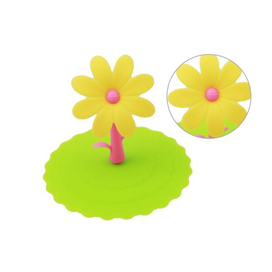 1 шт., милая пылезащитная многоразовая силиконовая кружка с мультяшным цветком, чашка с бантом, крышка