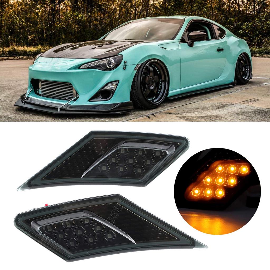 Akozon LED Side Marker Turn Signal Leaf Light Lenses for FR-S/Subaru / GT86 2013-2020