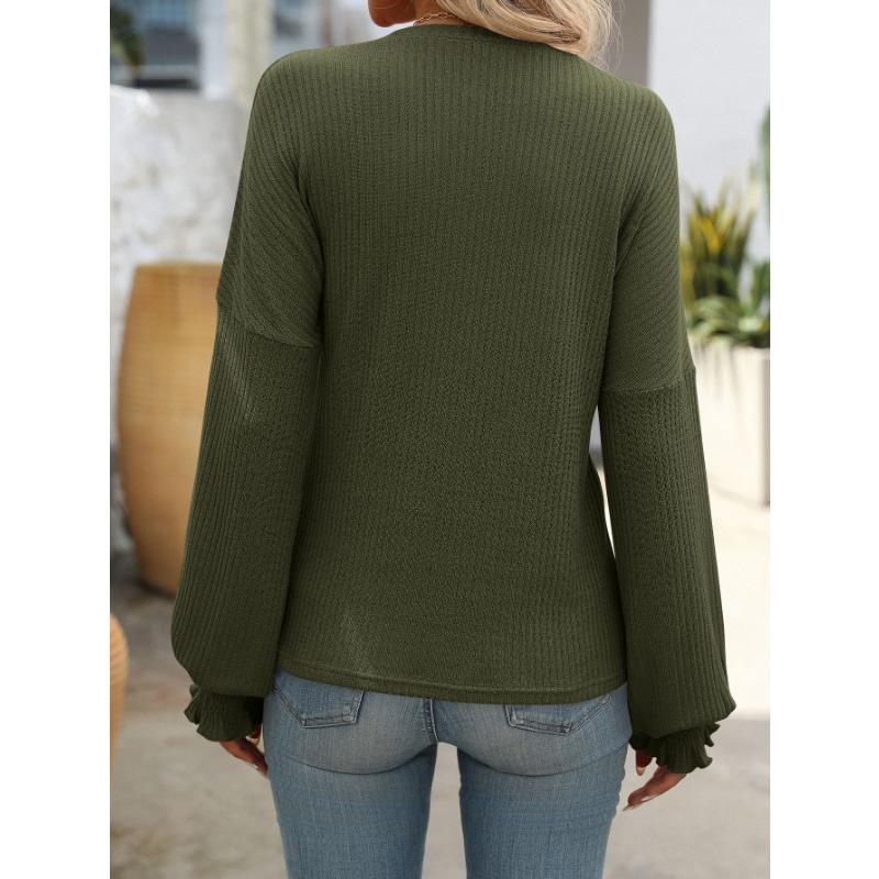 YYFS Женские модные повседневные весенне-осенние однотонные блузки и рубашки с круглым вырезом с длинными рукавами и принтом