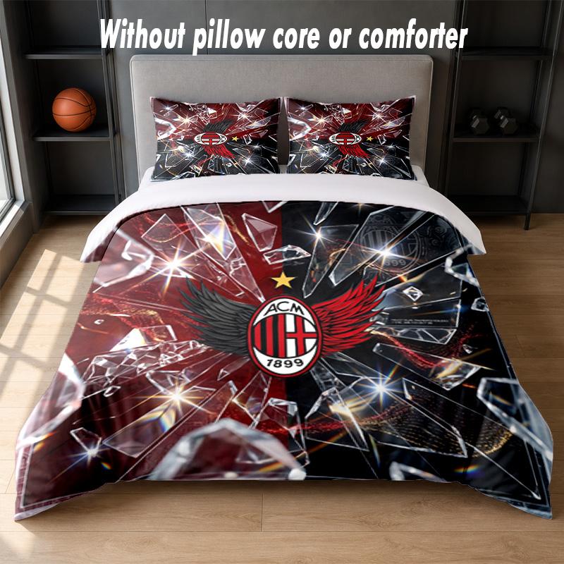 AC Milan Design Bed Bedding Set 1 Duvet Cover + 2 Pillowcases Soft Breathable Household Bed Linens