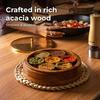 24.5 Cm Spice Box for Kitchen with Spoon 7 Detachable Containers, Acacia Wood 120 ML Storage Container Masala Dani for Gift