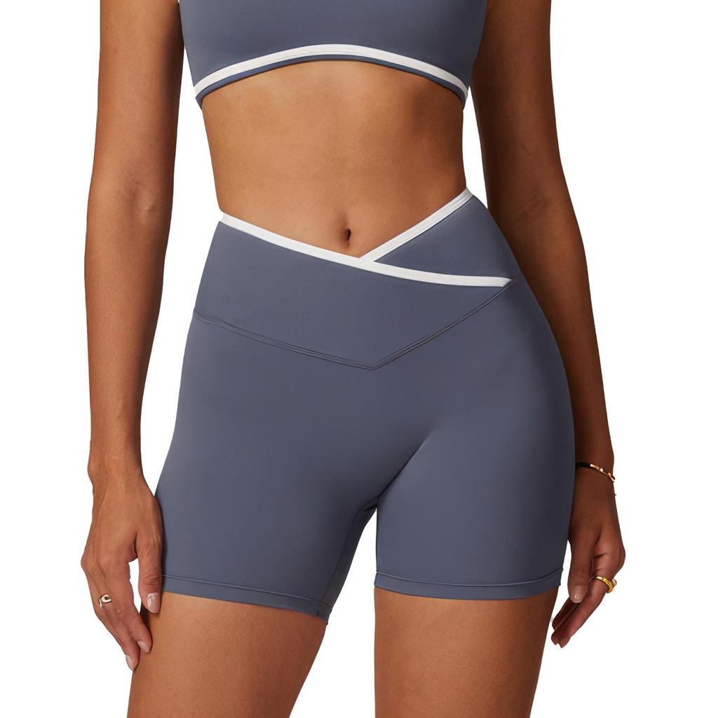 Европейские и американские йога-шорты с высокой талией и эффектом пуш-ап ягодиц - Женские трехточечные фитнес-брюки