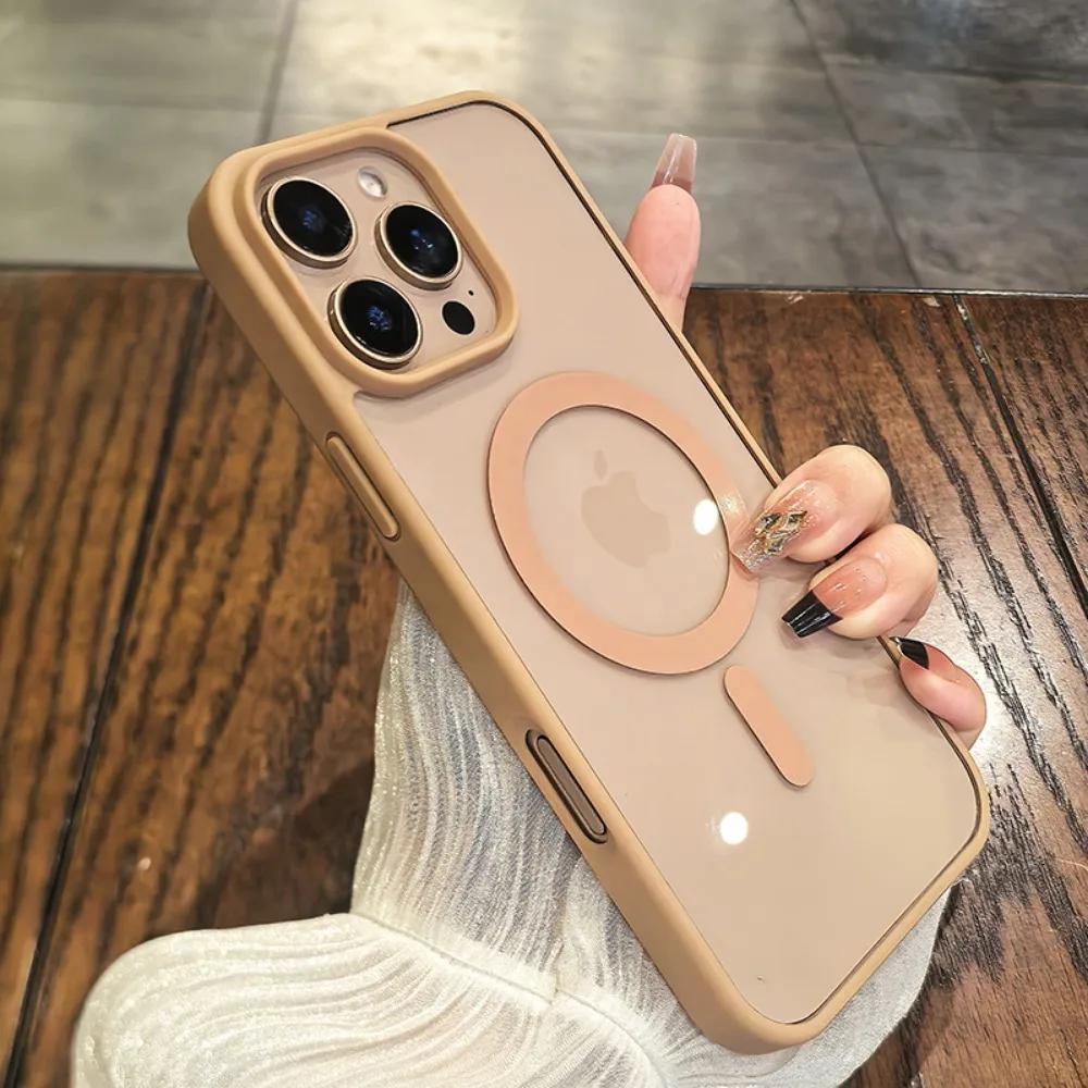 Новый розовый прозрачный акриловый чехол для iPhone 17 16 15 14 11 Pro Max 13 12 Mini Жесткий Противоударный Мощный Магнитный Чехол Magsafe