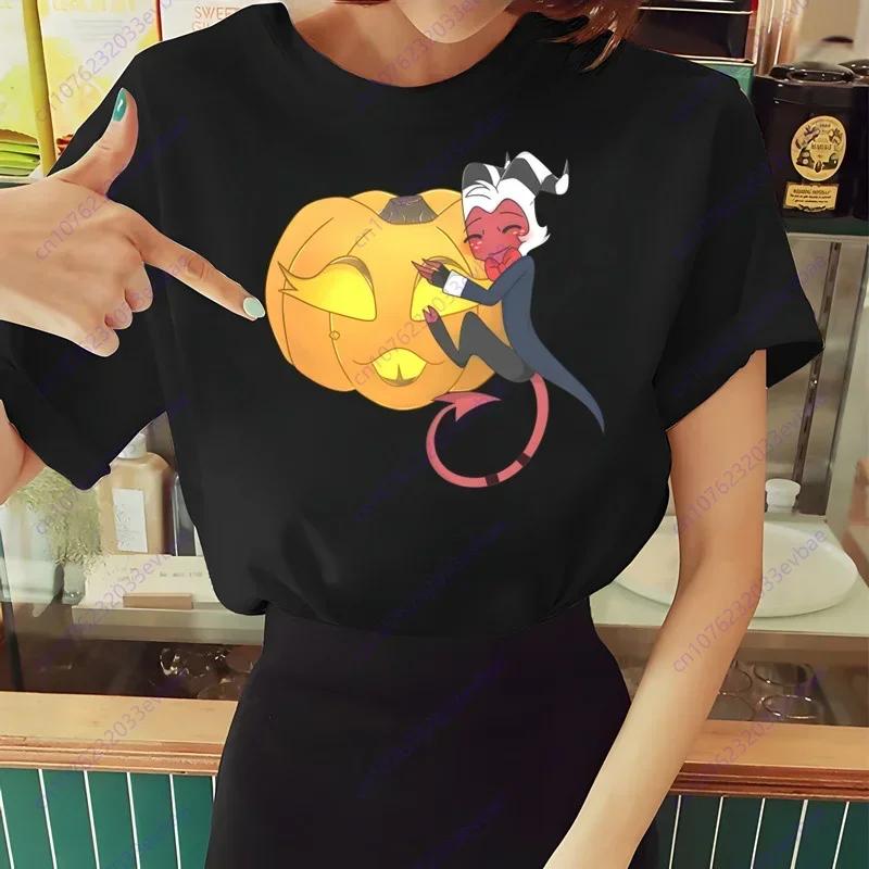 Женская футболка Helluva Boss Летняя футболка с коротким рукавом и принтом жевания Забавная футболка Харадзюку Топы Мужская футболка Уличная одежда