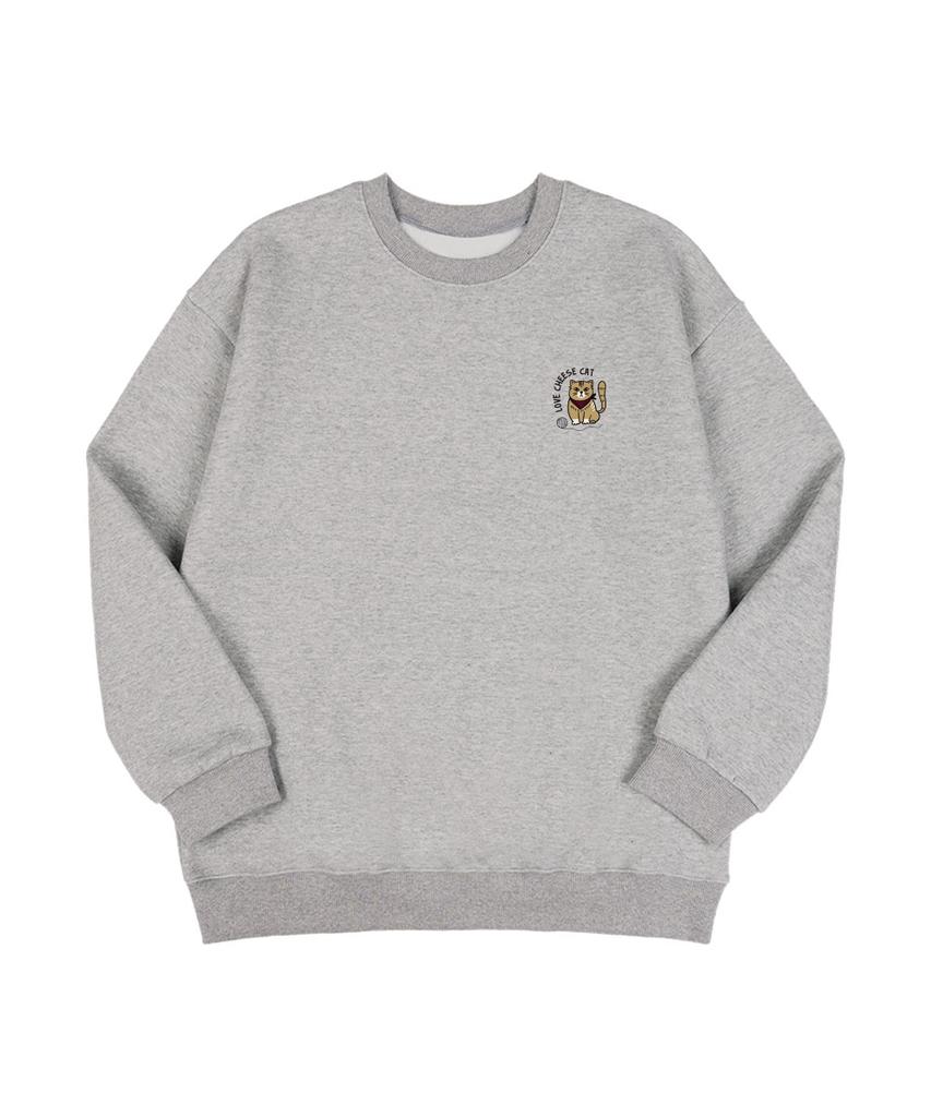 BEMIGHTY Cheese Cat Oversized Premium Double-Sided Sweatshirt [Navy] (A Type)