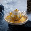 Su-Style Ceramic Gilded Silver Fulong Teapot Set