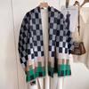 Scarf Female, High-End Plaid Imitation Cashmere Contrasting Color Scarf Thickened Long Shawl Winter Explosion Korean Version