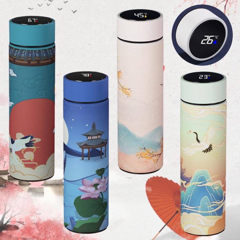 Креативный светодиодный дисплей температуры, вакуумная фляга из нержавеющей стали, 500 мл