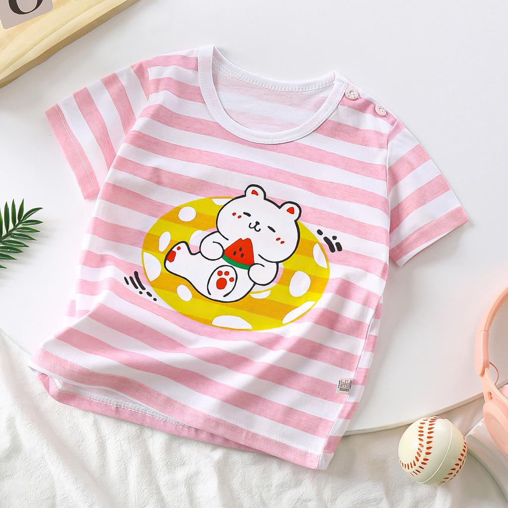 Children's Short Sleeve Pure Cotton Summer New Boy's T-shirt Baby Cartoon Girl Short Sleeve Korean Version of Top for Children