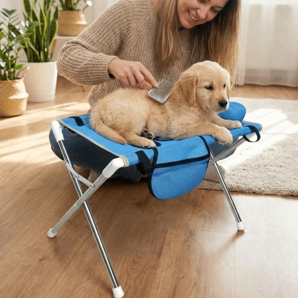 Anti-Tip Folding Pet Grooming Hammock Stainless Steel Frame Cat Nail Trimming Station Household