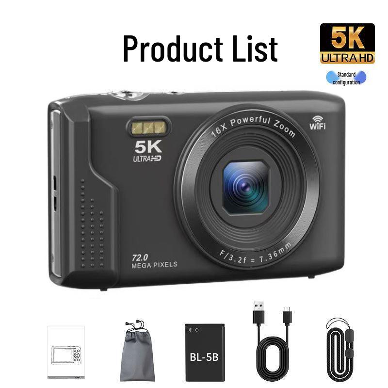 5K HD CCD Digital Mini Selfie Camera for Students and Home Use