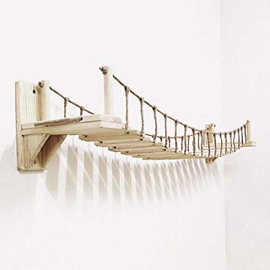 Деревянный кошачий комплекс Umora с подвесным мостиком для игр, снятия стресса, легкой сборки, кроватью, зоной, гамаком, облегчением, упражнениями, (140см)