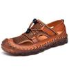 Plus Size Sandals Men's Casual Leather Hole Shoes Summer Soft Sole Leather Sandals Outdoor Closed Toe Beach Shoes