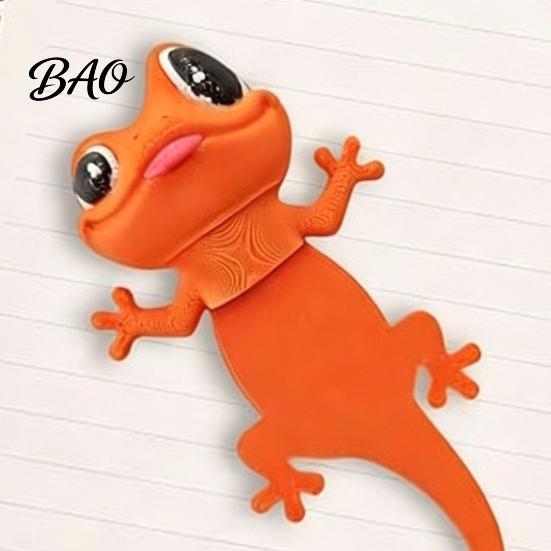 Fun Animal Page Marker Funny Gecko Bookmark, 3D Printed Lizard Clip, Novelty Vibrant Orange Bookmark for Readers, Gift Book Lovers Smooth Edge