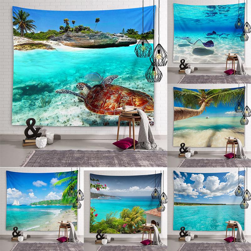 Nature Beach Scenery Wall Art Tapestry Turtle Tapestry Wall Decor Backdrop Cloth Living Room Bedroom Room Home Decor