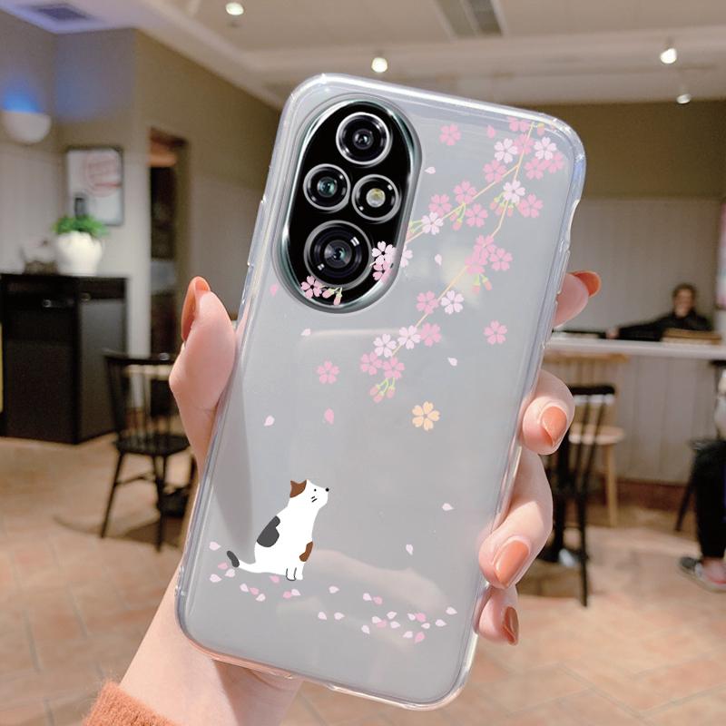 For Honor 200 Pro Phone Case Fashion Flower Transparent Back Cover For Honor 200Pro Soft TPU Silicone Anti Drop Bumper Fundas