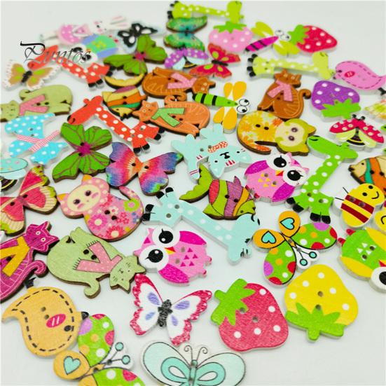 Puntos мультфильм экологически чистые деревянные 50 шт./сумка пуговицы с животным узором вязание пуговицы для одежды
