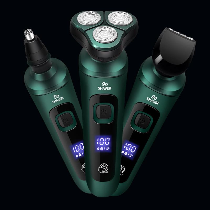 4 In 1 Smart Electric Shaver LCD Digital Display Three-head Floating Razor USB Rechargeable Washing Multi-function Beard Knife