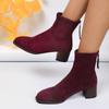 Ladies Shoes On Sale 2024 Fashion Zipper Women's Boots Autumn Round Toe Suede Solid Short Barrel Chunky Heels Large Size Boots