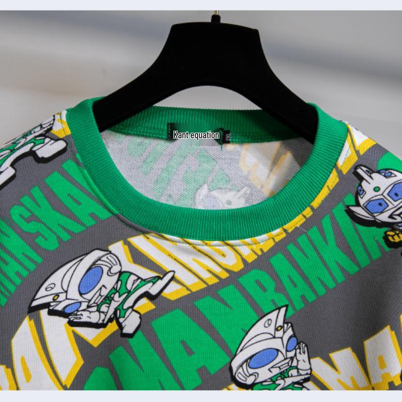 Свитшот оверсайз с круглым вырезом и принтом Микки в корейском стиле 2025 года - женский топ с длинным рукавом для весны и осени