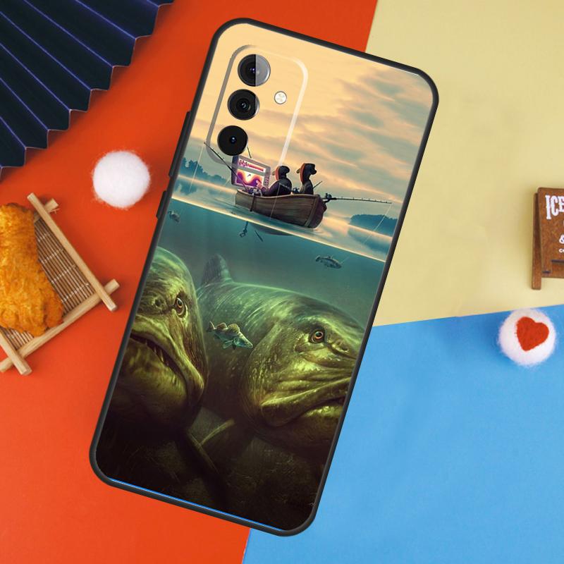 Fishing Gear Fish Case For Samsung Galaxy A14 A34 A54 A55 A35 A15 A73 A53 A33 A23 A13 A12 A32 A52 A51 Cover