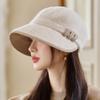 New Women's Autumn Elegant Basin Hat Windproof Woolen Hat Warm Winter Equestrian Hat Windproof Thick Warm Hat for Skiing, Running, Cycling