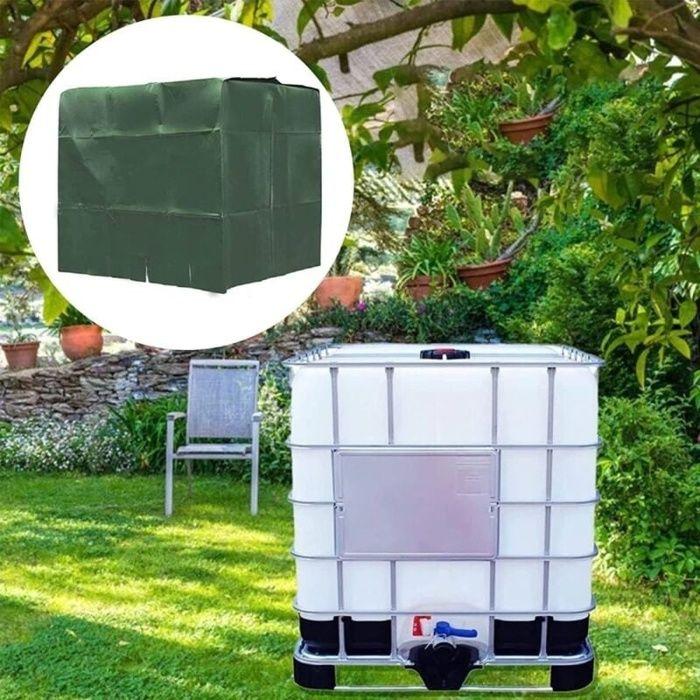 Bâche pour cuve IBC 1000 L 120×100×116 cm - Housse polyester Oxford verte, anti-UV, étanche, anti-poussière