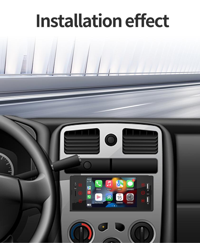 BQCC 5-inch Stereo Multimedia Player carplay&Android Auto BT FM Transmitter USB Interface TYPE-C Charging Interface carMP5 F150W