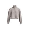 Solid 1/4 Zip Mock Neck Fleece Training Sweatshirt Women Sweatshirt Gray 1379772-294