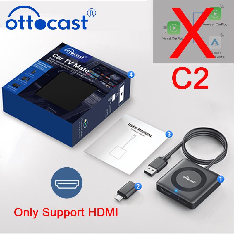 OTTOCAST Car TV Mate C4 Беспроводной адаптер Android Auto CarPlay Поддержка HDMI входа Видеоконвертер для ТВ-стиков Игровых консолей