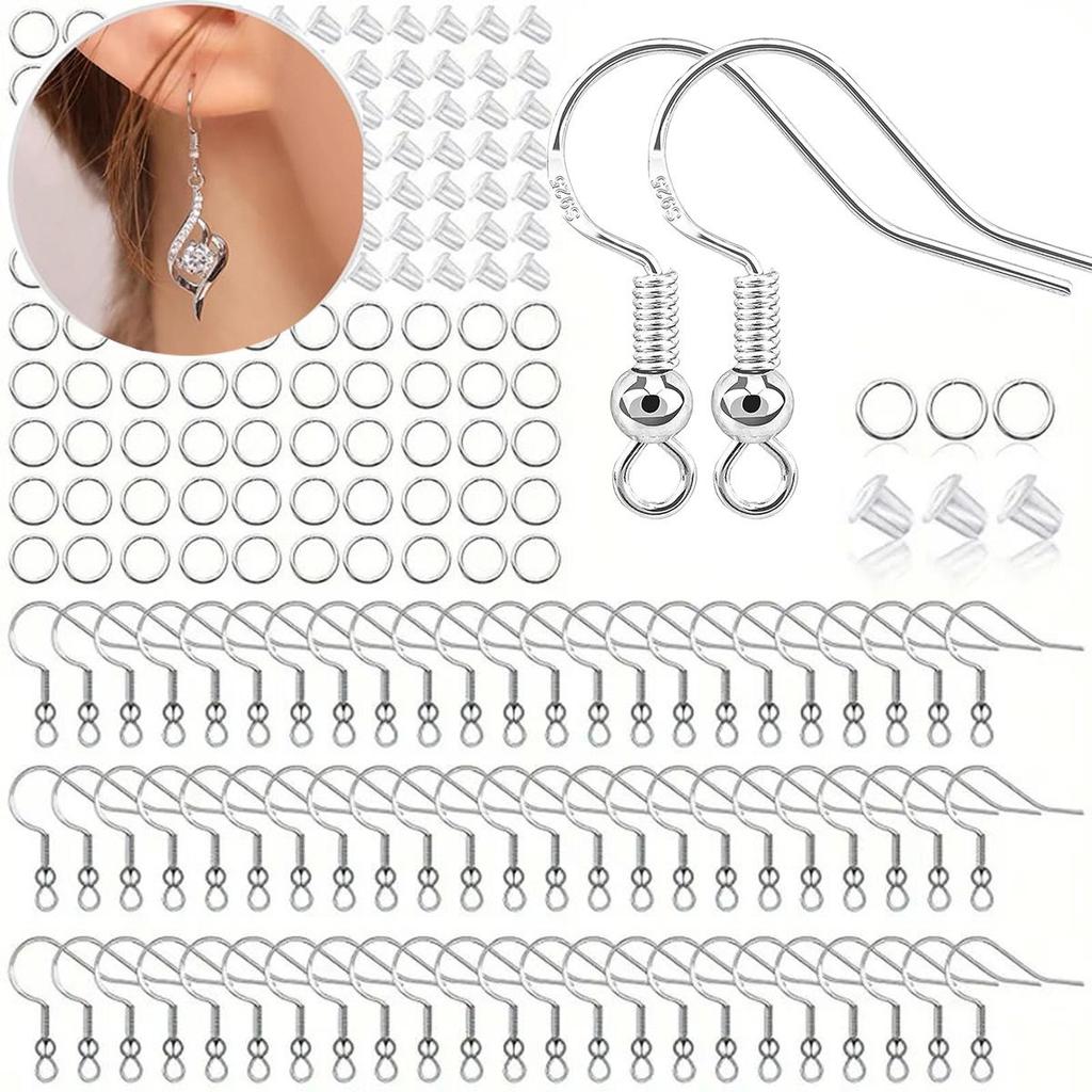 Leather Earring Ear Hook & Repair Kit with Lobster Clasps and Open Rings for DIY Jewelry