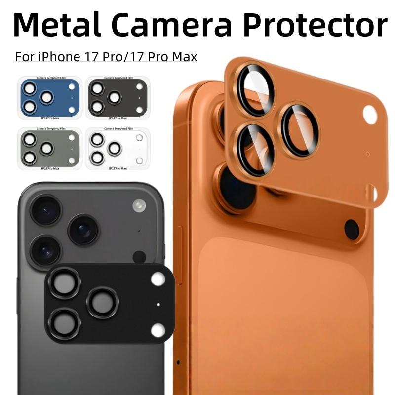 Защита объектива камеры Armor для iPhone 17 Pro max 17pro Металлический чехол-кольцо Задняя линза Закаленное стекло Крышка для iphone17pro
